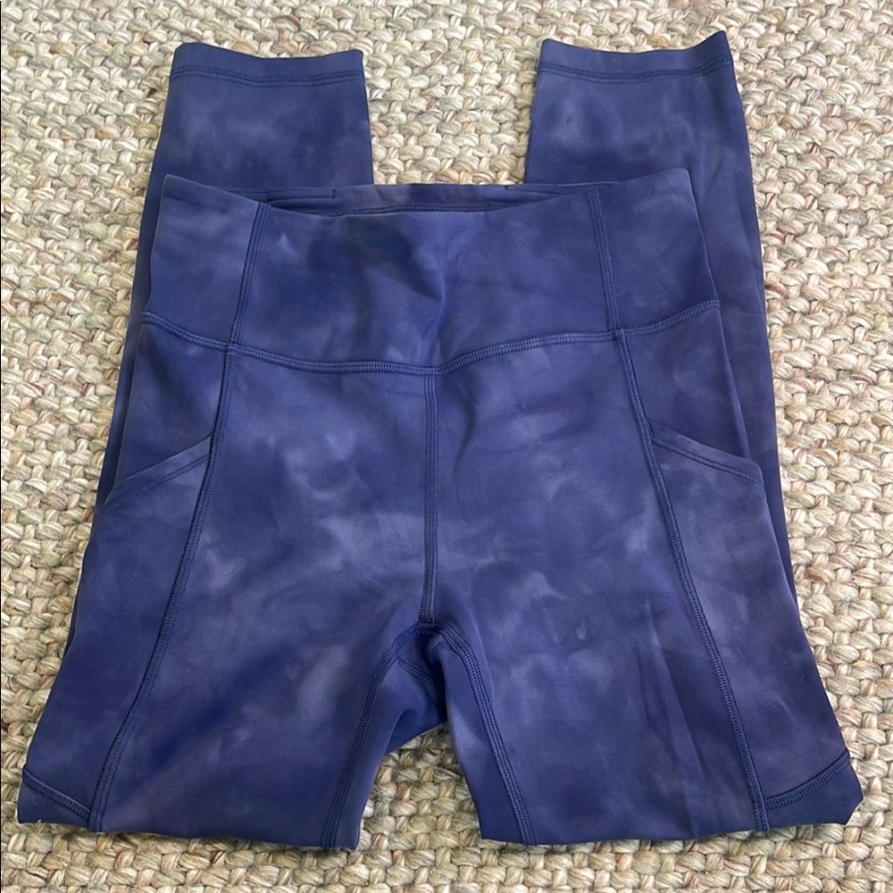 Lululemon Blue High-Waisted Crop Leggings Tie-Dye Size 4